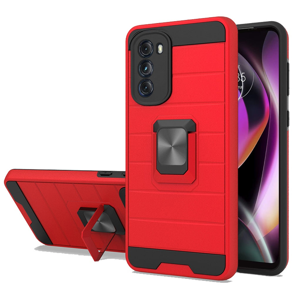 For Motorola Moto G 5G 2022 Magnetic Ring Holder Rubber Hybrid Stand Kickstand Slim Texture Rugged Armor Heavy Duty Phone Case Cover