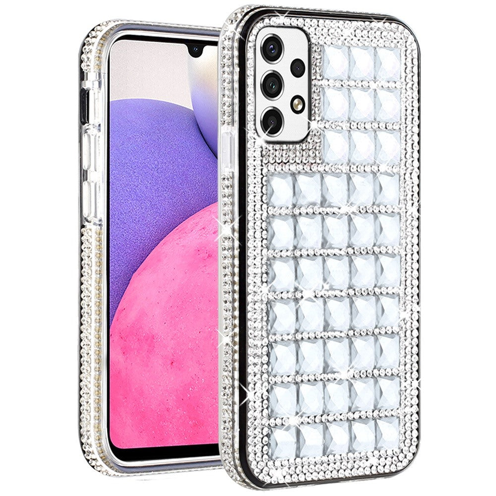 For Samsung Galaxy A33 5G Luxury 3D Bling Diamonds Rhinestone Jeweled Shiny Crystal Hybrid TPU Bumper Hard PC Phone Case Cover