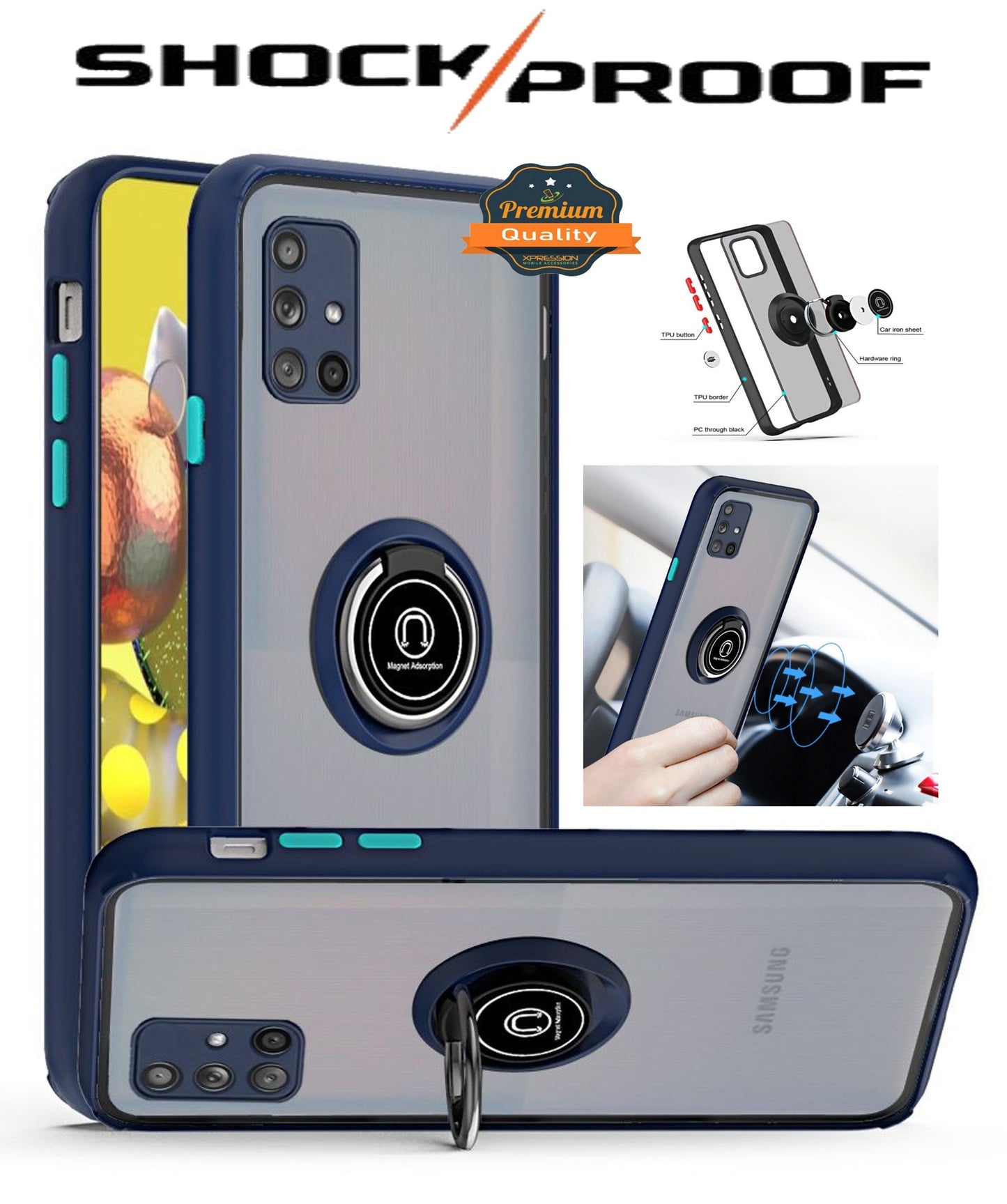 For Motorola Edge 20 Lite Hybrid Protective PC & TPU Shockproof with 360° Rotation Ring Magnetic Metal Stand & Covered Camera Phone Case Cover