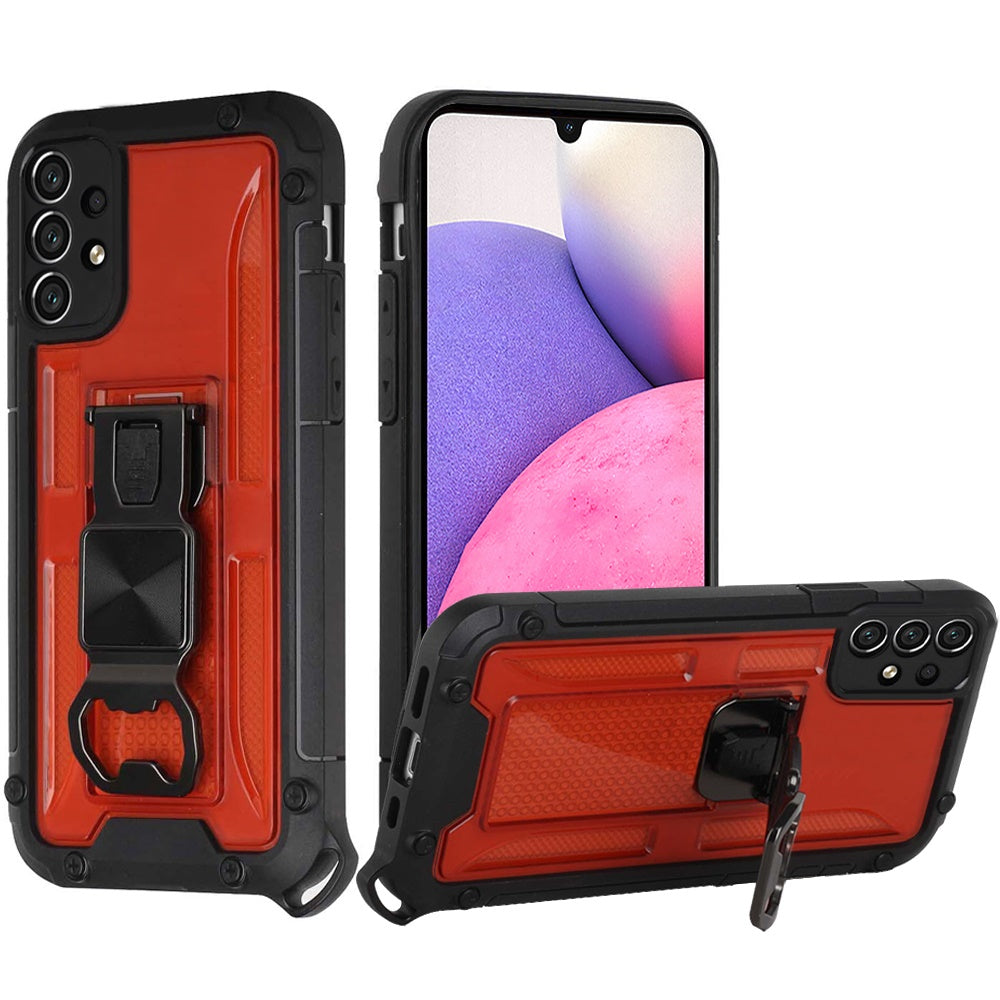 For Samsung Galaxy A33 5G Heavy Duty Military Grade Hybrid with Magnetic Kickstand, Carabiner, Bottle Beer Opener Shockproof Phone Case Cover