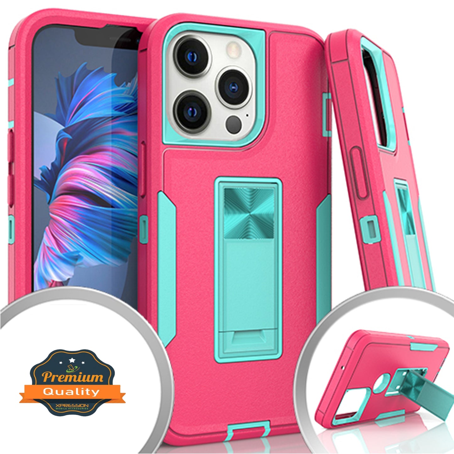 For Apple iPhone 13 /13 Mini/ 13 Pro/ 13 Pro Max Military Grade Full-Body Rugged with Kickstand Hybrid Heavy Duty Support Car Mount Holder Phone Case Cover