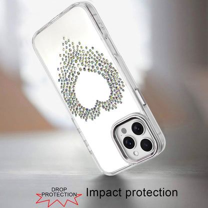 For iPhone 16 Pro Max (6.9") Angel Hearts Bling Glitter Diamond Hybrid TPU Cover, Colorful Frame Shockproof Protective Back Case Cover Purple