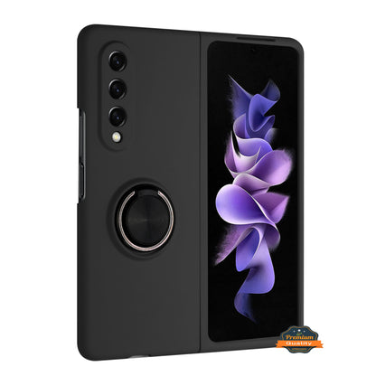 For Samsung Galaxy Z Fold 7 Matte Silicone TPU Rubber Magnetic with 360° Ring Stand Grip Shockproof Slim Hybrid Case Cover