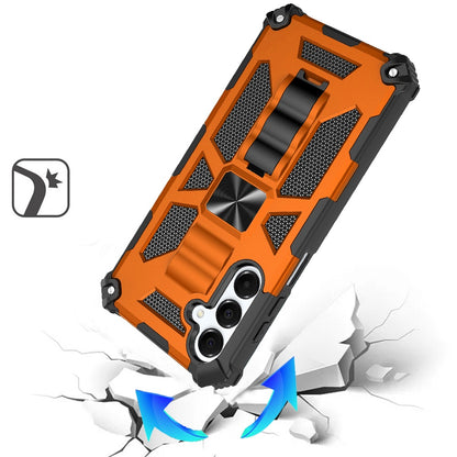 For Samsung Galaxy A16 5G Hybrid Shockproof [Military Grade] Rugged Protective with Magnetic Car Mount & Invisible Stand Case Cover Cosmic Orange