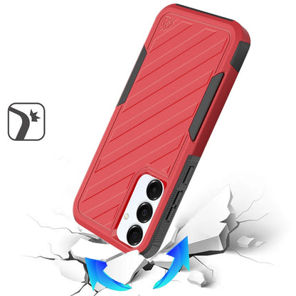 For Samsung Galaxy S25 /S24 Hybrid lined shockproof dual layer Rugged 2in1 Hard PC & Silicone TPU Non Slip Textured Tough Armor Case Cover Red+Black