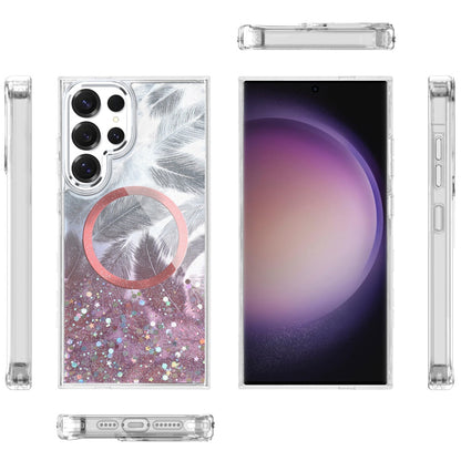 For Samsung Galaxy S23 Ultra Epoxy Glitter Shimmer Fashion Case with Magnetic Magsafe Compatible Hybrid Sparkling Slim Protective Case Cover