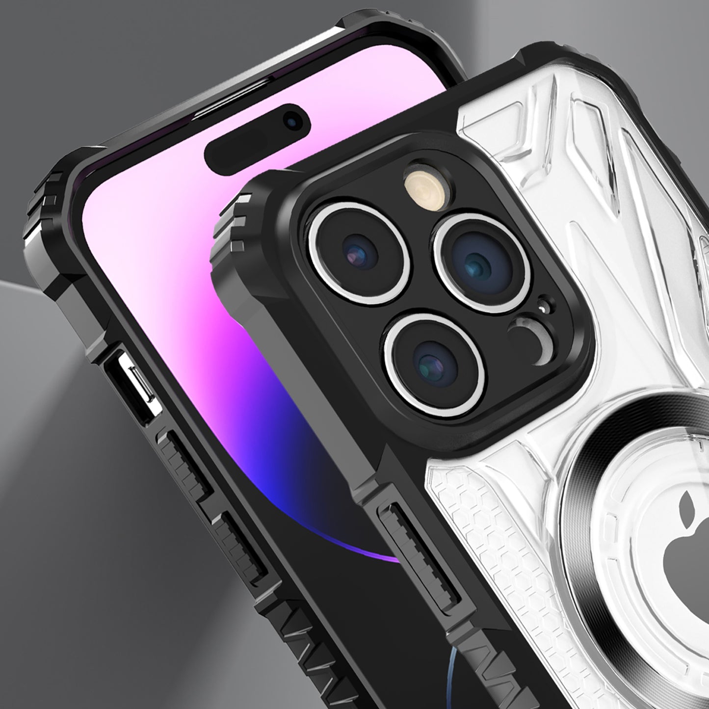 For Apple iPhone 17 AIR Magnetic Circle Transparent Rugged Hybrid MagSafe Compatible Pattern Clear Shockproof Frame Bumper Case Cover Black