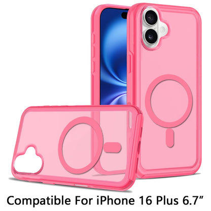 For Apple iPhone 16 Plus (6.7") Strong MagSafe Compatible Shockproof Hybrid Glossy Oil Protective Slim Hard Dual Layer TPU + PC Case Cover