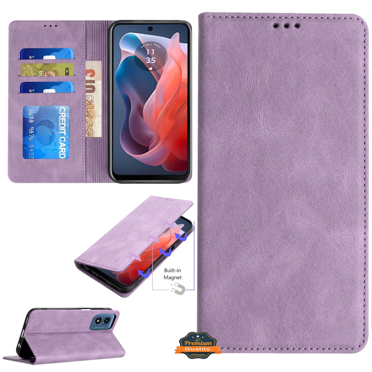 For Samsung Galaxy S24 FE /Fan Edition Wallet Pouch Card Holder Flip Card Slots, Kickstand and Magnetic Closure PU Vegan Leather Case Cover