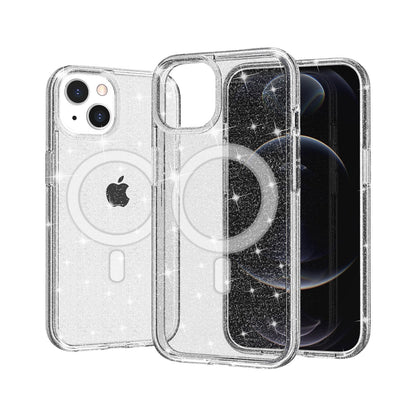 For Apple iPhone 11 Pro Max MagSafe Compatible Glitter Sparkle Bling Hybrid Case with Magnetic Circle, Slim TPU & Hard PC Frame Case Cover Clear