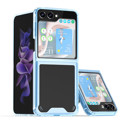 For Samsung Galaxy Z Flip 7 FE Transparent Hybrid Shockproof Hard PC Slim Durable TPU Bumper Protection Case Cover Blue