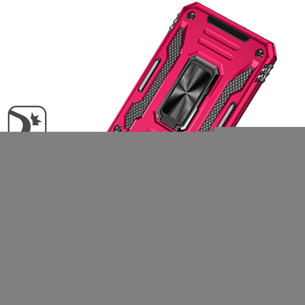 For Samsung Galaxy S25 FE, S25 Fan Edition Tough Hybrid Case with Movable Camera Window & Metal Ring Stand Shockproof Case Cover Dark Purple