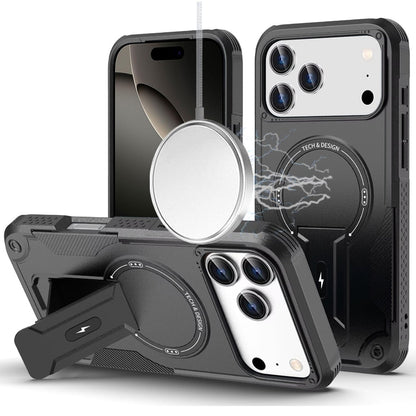 For Apple iPhone 17 Pro (6.3") Magnetic Invisible Kickstand Holder with Magsafe, Slim Fit Shockproof Hybrid Military Grade Heavy Duty Case Cover