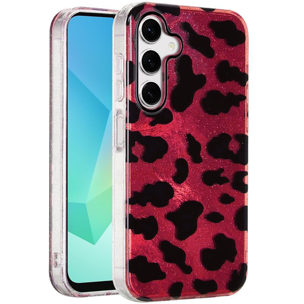 For Samsung Galaxy A16 Glitter Leopard, Fashion Design Animal Skin Print Slim IMD TPU Dual Layer Shockproof Protective Case Cover