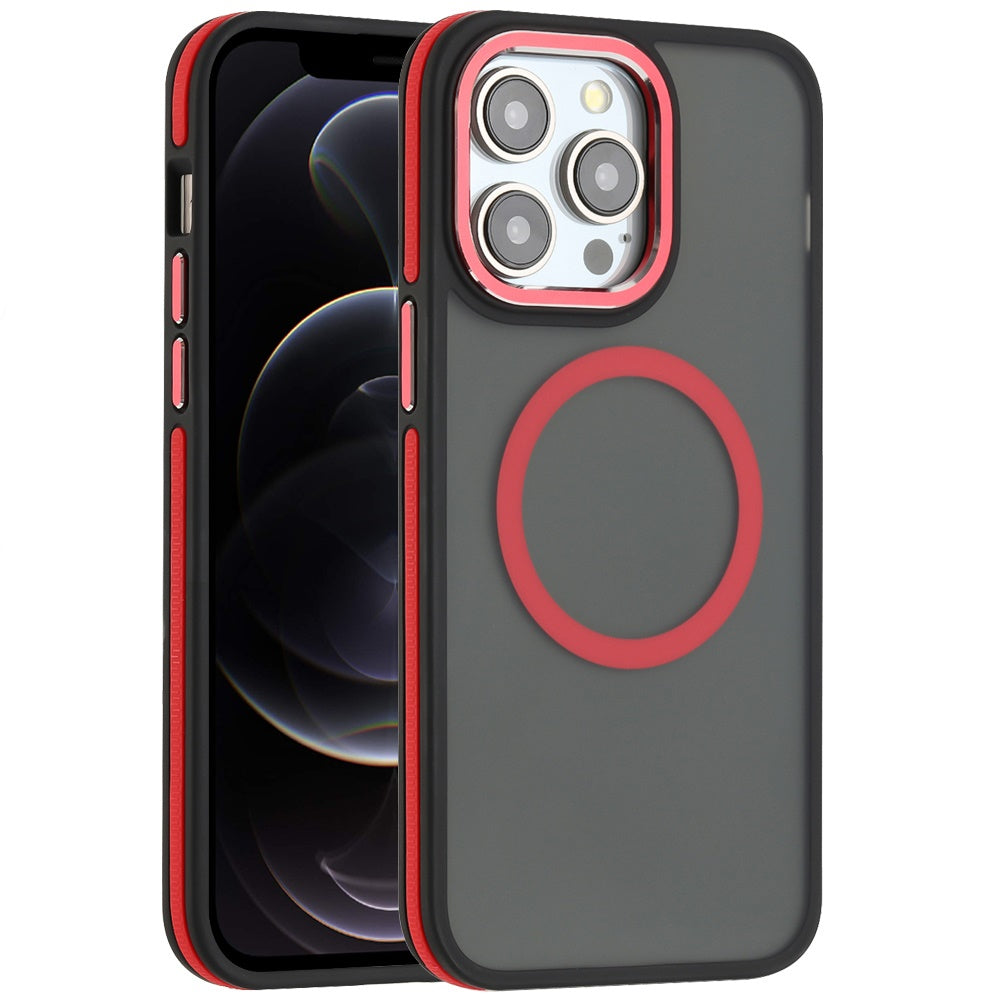 For Apple iPhone 16 Pro (6.3") Frosted Translucent Back Hybrid with Magnetic Circle MagSafe Compatible, Military Grade Shockproof Case Cover