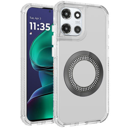 For Motorola Moto G Stylus 5G 2025 Magnetic Circle Compatible with Magsafe, Hybrid Chrome 3in1 Transparent Shockproof TPU Bumper Case Cover
