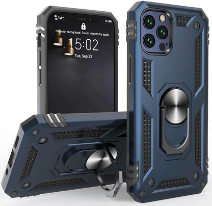 For Apple iPhone 17 Pro Shockproof Hybrid Dual Layer PC + TPU with Metal Ring Kickstand Heavy Duty Armor Shell Case Cover