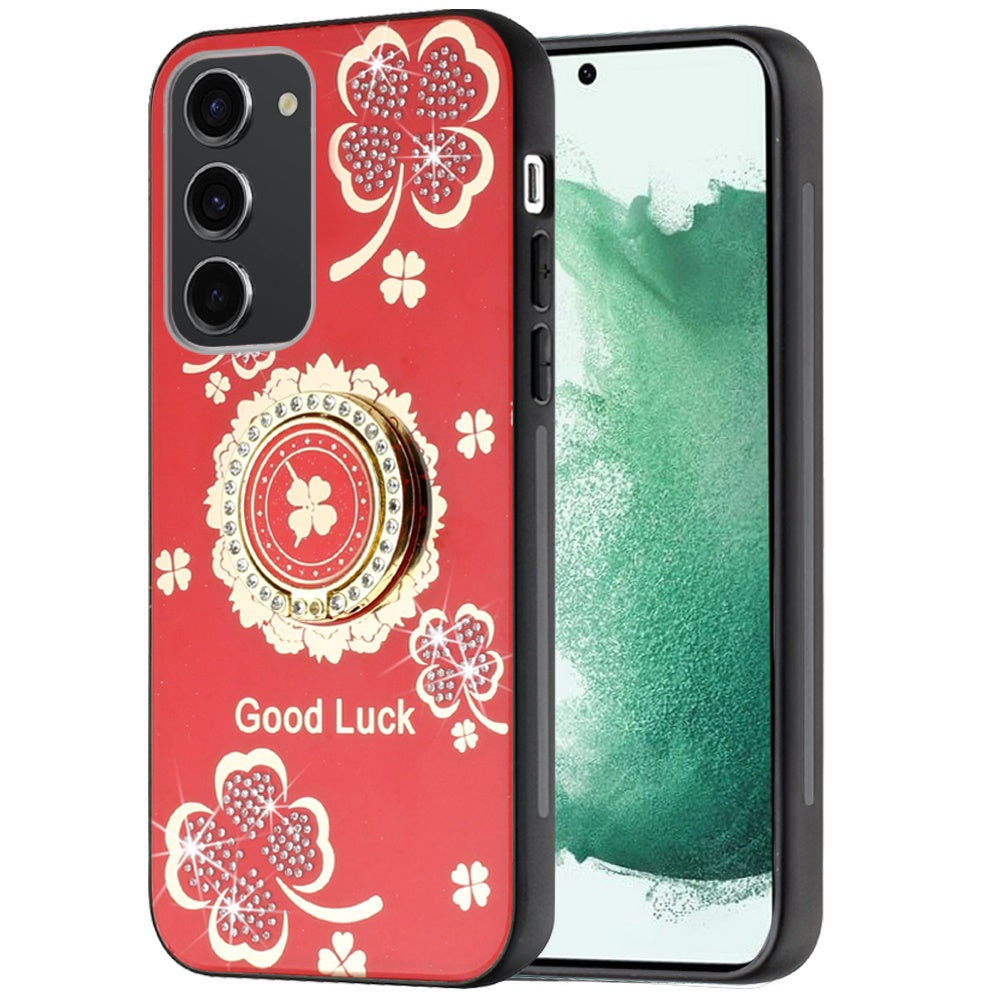 Phone Case for Samsung Galaxy S22+ /S22 Plus Diamond 3D Fashion Floral Glitter Engraved Luxury Bling Hybrid Shockproof Chrome Edge Protective Grip Cover