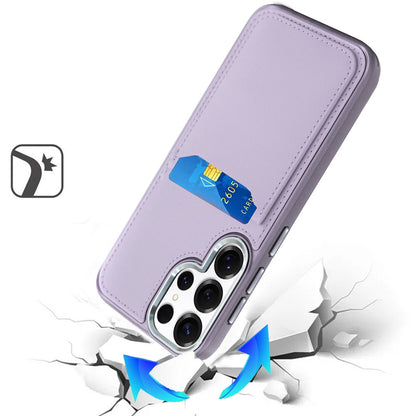 For Samsung Galaxy S26 Ultra PU Leather Wallet Cover with Credit Card Holder, Kickstand & Mirror Inside Slim Fit TPU & PC Hybrid Design Case Cover