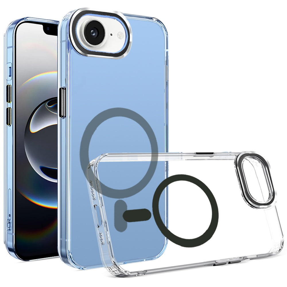 For Apple iPhone 17E /16E Clear Transparent Case Matching Circle Design, Hybrid TPU Hard Shell, Support Magsafe Charger Case Cover