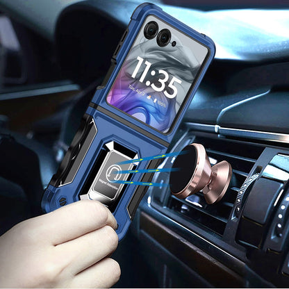 For Motorola Razr 2025 /2024 Hybrid Stand Magnetic Ring Holder Kickstand Heavy Duty Rugged Drop Silicone & Hard PC Shockproof Case Cover