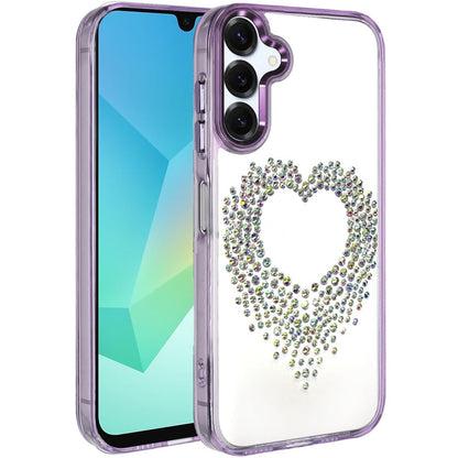 For Samsung Galaxy A16 5G Angel Hearts Bling Glitter Diamond Hybrid TPU Cover, Colorful Frame Shockproof Protective Back Case Cover