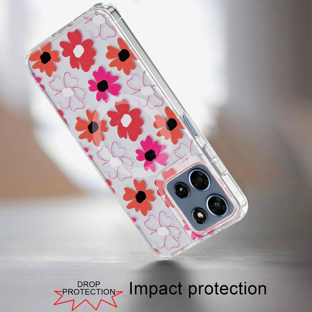 Phone Case for Motorola Moto G Play 5G 2026 Shockproof Dual Layer TPU IMD Print Rugged Anti-Slip Grip Drop Protection Scratch Resistant Slim Fit Glossy Floral Heart Aesthetic Cover