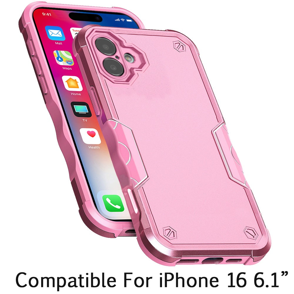 For Apple iPhone 16 (6.1") Slim Tough Shockproof Hybrid Heavy Duty Dual Layer TPU Bumper Rugged Rubber Armor Case Cover