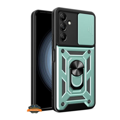 For Motorola Moto G Power 5G 2025 Hybrid Shockproof, Built-in Sliding Camera Lens Protection with Magnetic Finger Ring Stand Holder Case Cover