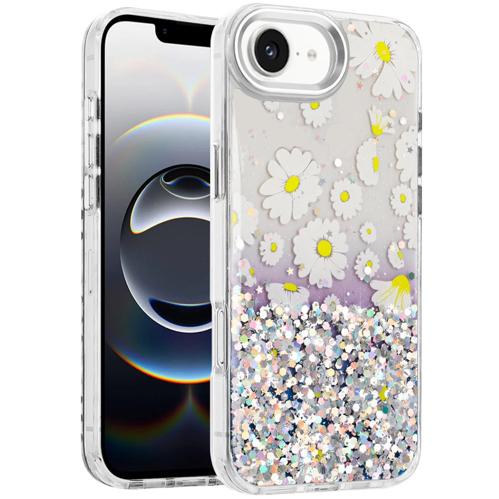 For Apple iPhone 17E /16E Fashion Beautiful Epoxy Design Hybrid Fashion Stylish TPU Protective, Shockproof Hybrid PC Case Cover Yellow Daisy Flower