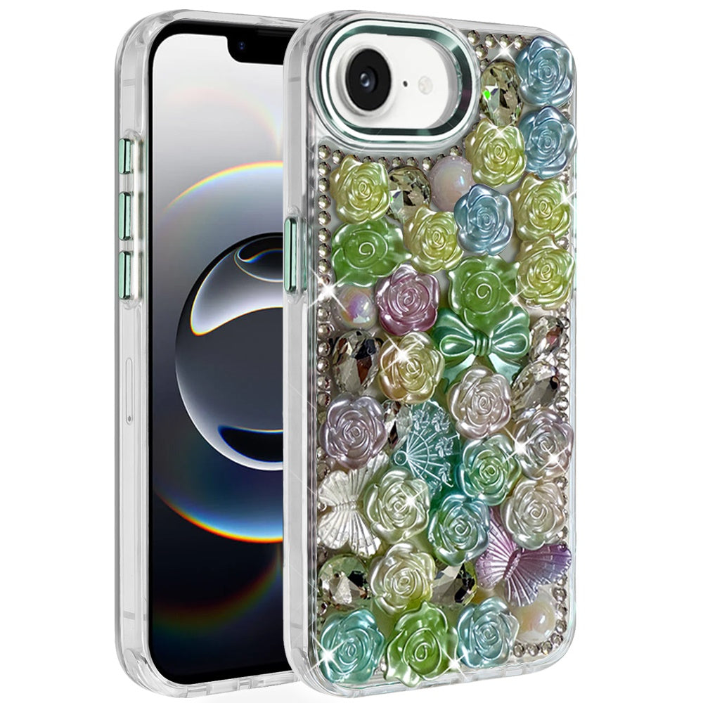 For Samsung Galaxy A57 Muti-Color Floral Fashion Bling Crystal 3D Full Diamonds Stones Sparkle Rhinestone Glitter Hybrid Case Cover