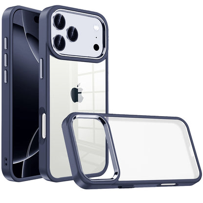 For Apple iPhone 17 Pro Max (6.9") Slim Fit Hybrid Transparent Thick Acrylic with Metal Buttons Frame Protective Hard PC + TPU Shockproof Case Cover Burgundy