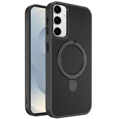 For Samsung Galaxy S26+ / S26 Plus Hybrid Carbon Fiber Design with MagSafe Compatible [Magnetic Circle], Ring Stand Shockproof Slim TPU Case Cover