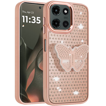 For Motorola Edge 2025 Butterfly Moveable Grip 3D Pop Stand Full Diamond Bling Sparkling TPU Fashion Hybrid Case Cover