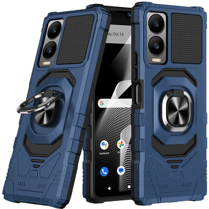 For Cricket Debut S3 Hybrid Dual Layer with 360° Rotate Magnetic Ring Stand Holder Kickstand TPU Rugged PC Shockproof Case Cover