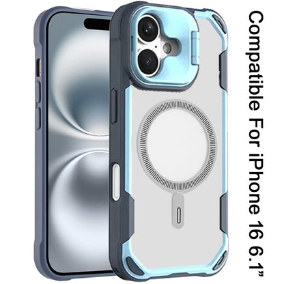 For Apple iPhone 16 (6.1") Magnetic Circle Hybrid with Camera Stand, Compatible with MagSafe, Shockproof Protective Case Cover