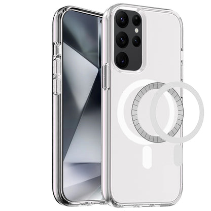 For Samsung Galaxy S26 Ultra MagSafe Compatible Transparent Hybrid Case with Magnetic Circle, Shock Absorption TPU Rubber Case Cover