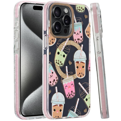 For Apple iPhone 16 Pro (6.3") Floral Pattern Design Cute Clear Hybrid Compatible with Magsafe Double Layer Soft TPU Hard PC Case Cover