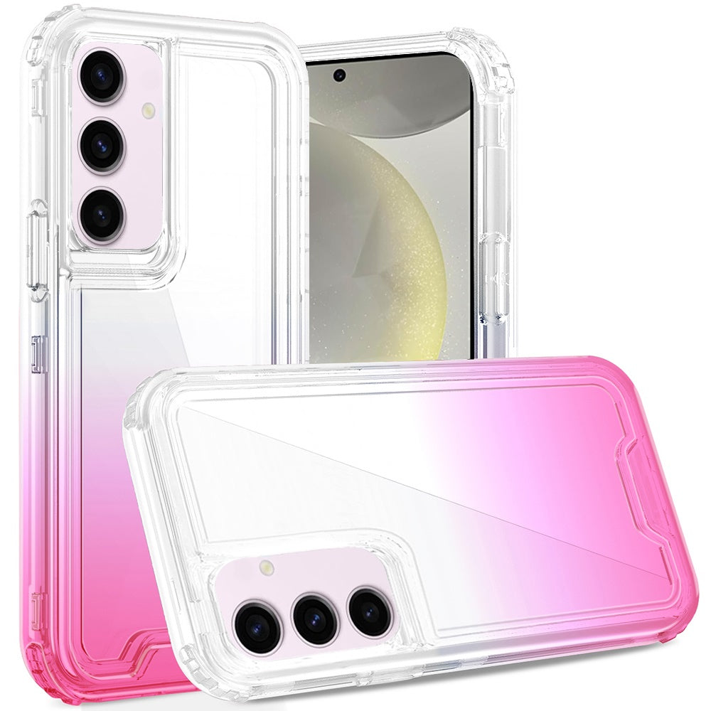 For Samsung Galaxy S25 /S24 Hybrid 3-in-1 Clear Case - Two-Tone Transparent Shockproof TPU + Hard Protective Frame Case Cover