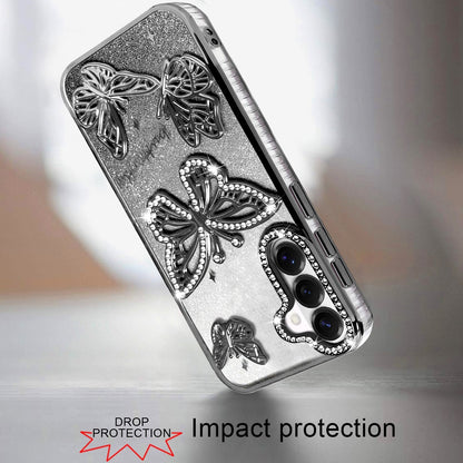 For Samsung Galaxy S26+ / S26 Plus Luxury Butterfly Sparkle Glitter Diamond Crystal Rhinestone Shimmer Bling Plating Thick TPU Hard PC Case Cover