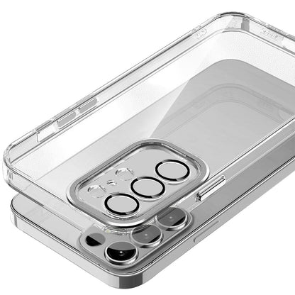 For Samsung Galaxy S25 Ultra Transparent Clear Hybrid with Matching Metal Buttons and Camera Protection Hard PC + TPU Rubber Case Cover Clear / Black