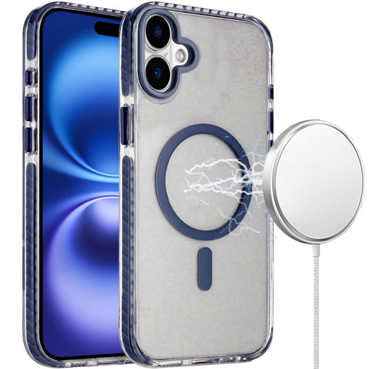 For Apple iPhone 17 Transparent Hybrid with Color-Matched Magnetic Circle, Rubber TPU Frame Hard PC Shockproof Case Cover