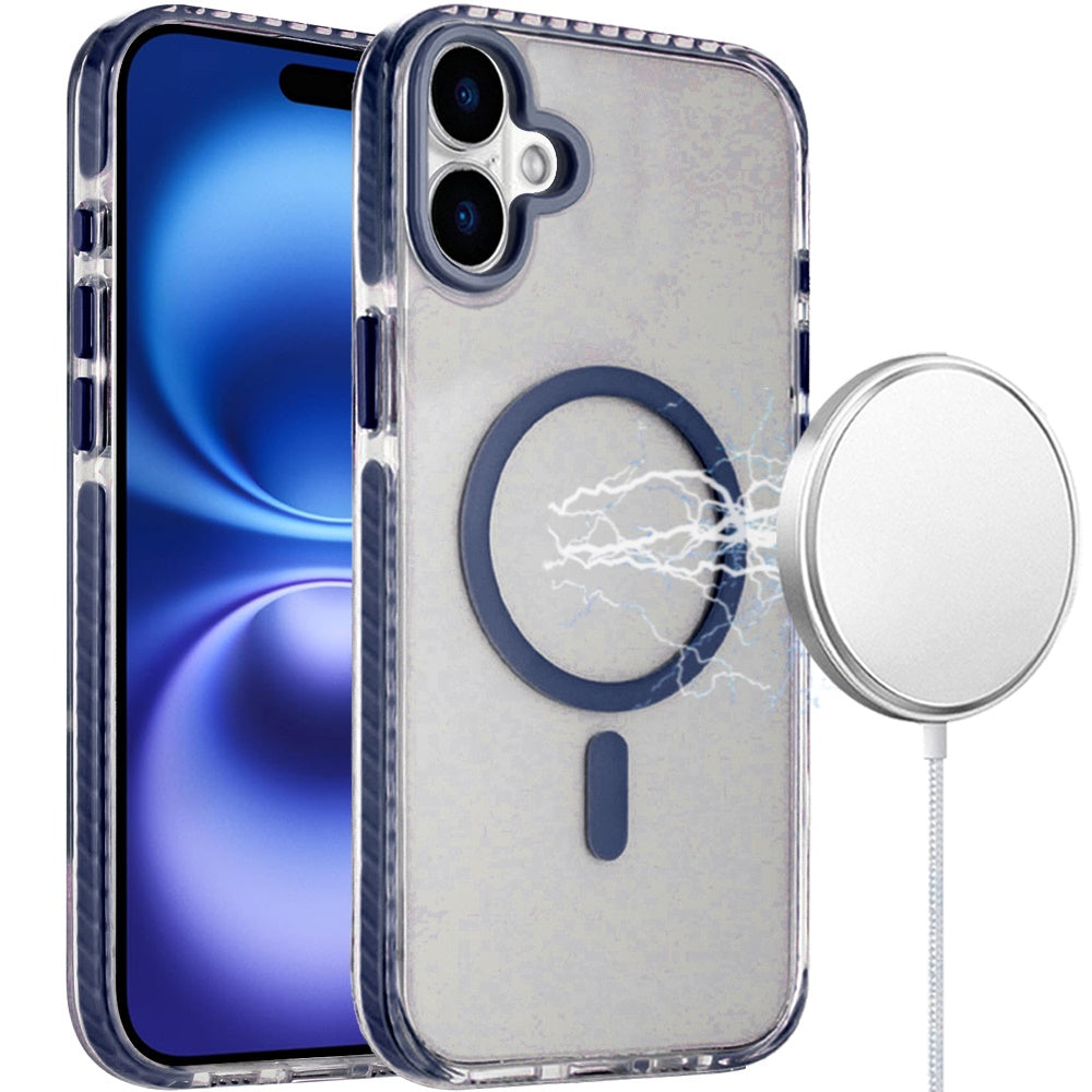For Apple iPhone 17 AIR Transparent Hybrid with Color-Matched Magnetic Circle, Rubber TPU Frame Hard PC Shockproof Case Cover