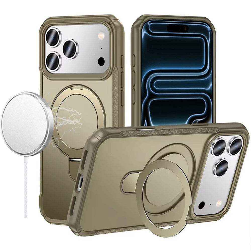 For Apple iPhone 17 Pro Max (6.9") Matte Finish Magnetic Ring Hybrid Protective Invisible Kickstand Magsafe Compatible Case Cover
