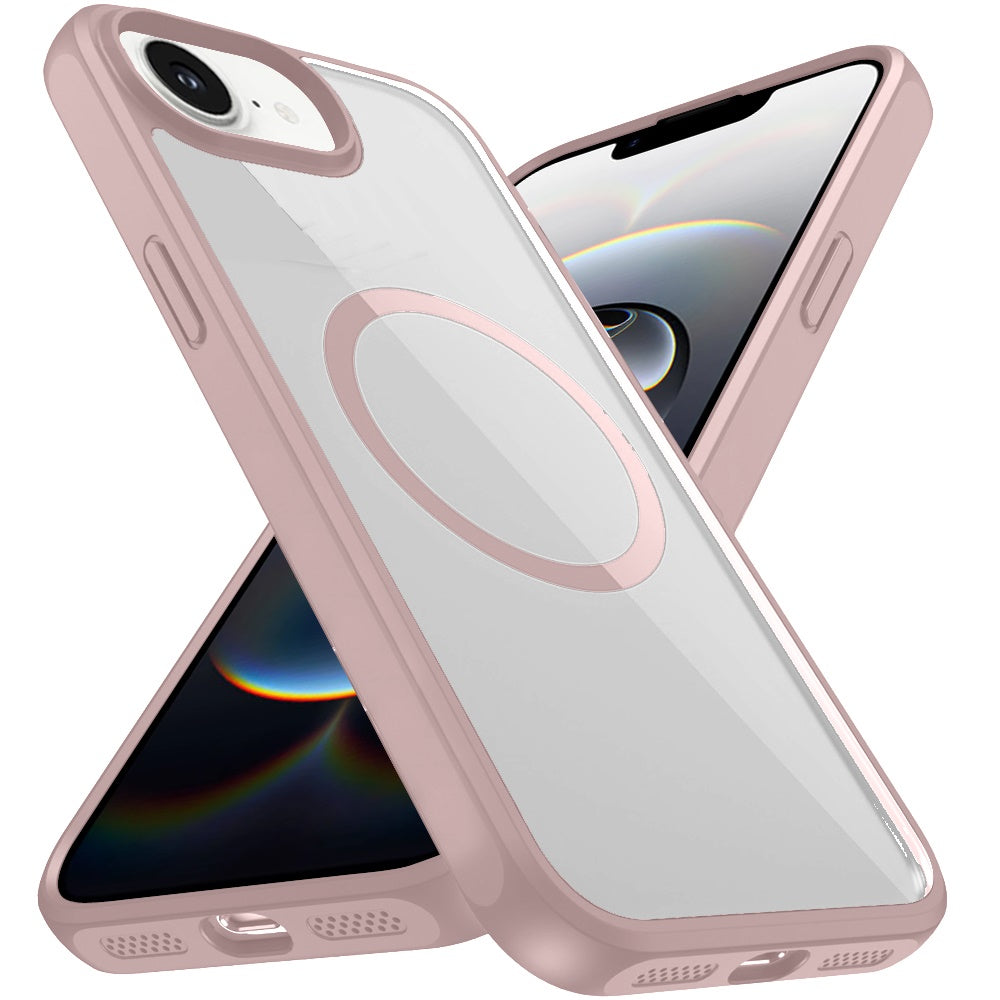 For Apple iPhone 16e Magnetic Circle HQ Transparent Clear TPU Thick 2.0mm Frame Hybrid Shockproof Protector Case Cover