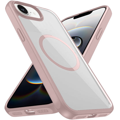 For Apple iPhone 16e Magnetic Circle HQ Transparent Clear TPU Thick 2.0mm Frame Hybrid Shockproof Protector Case Cover