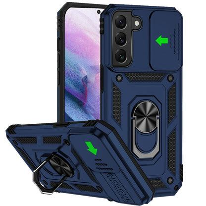 For Samsung Galaxy S21 Ultra Shockproof Edge Bumper with Stand, Camera Lens Protection & 360° Rotate Ring Kickstand Case Cover