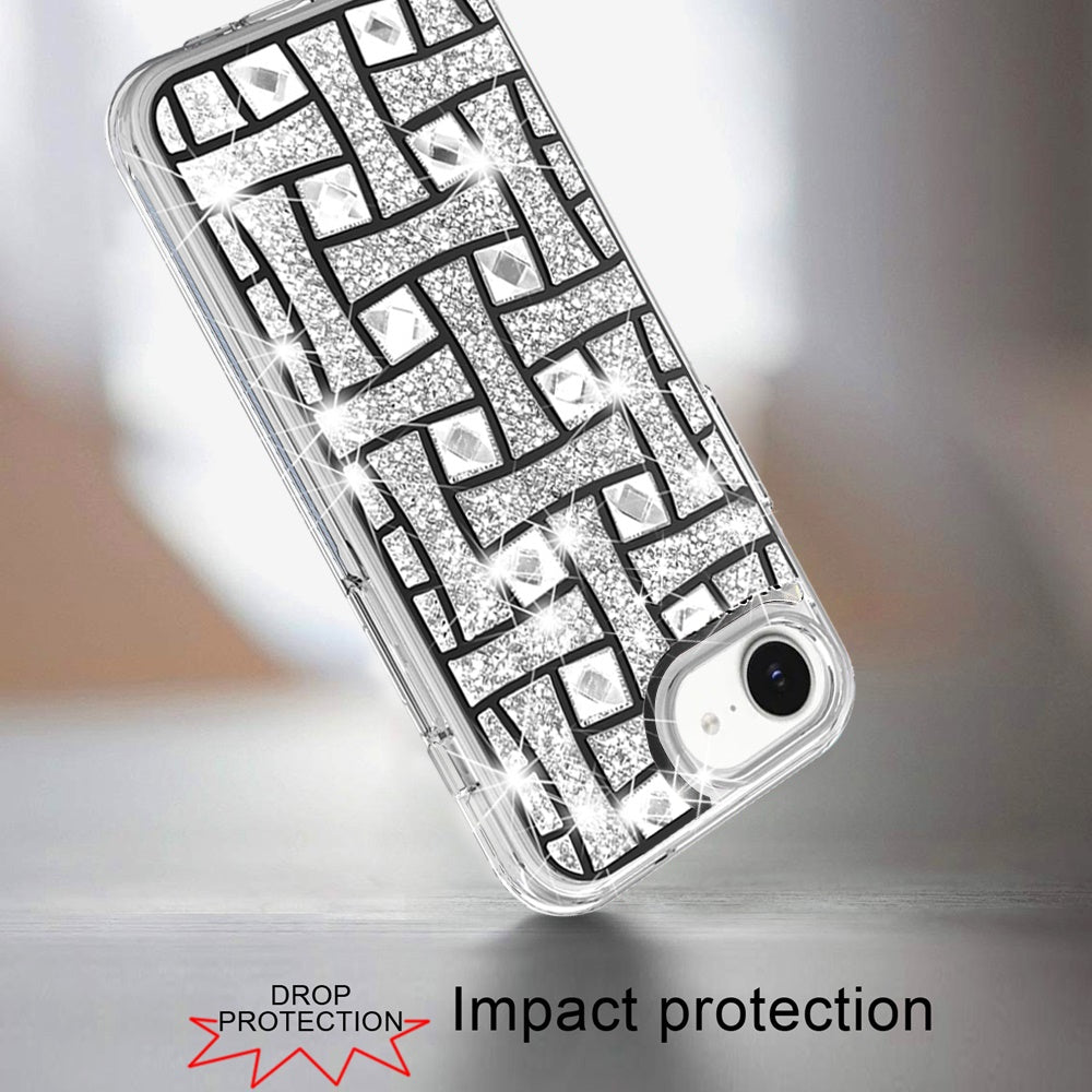 For Apple iPhone 17E /16E Bling Hybrid Shockproof Protective Design Stylish Glitter Finish Durable Grip Protection Case Cover