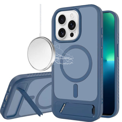 For Samsung Galaxy S26 Ultra Matte Magnetic Circle Back TPU Hybrid Drop Protection with Metal Kickstand Shockproof Design Case Cover Royal Blue