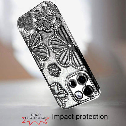For Motorola Edge 2025 Luxury Flower Design Sparkle Glitter Diamond Rhinestone Shimmer Bling Plating Thick TPU Hard PC Case Cover